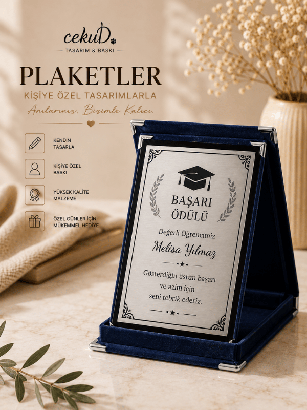 Kişiye Özel Tasarım Plaket - Kendin Tasarla / Lacivert
