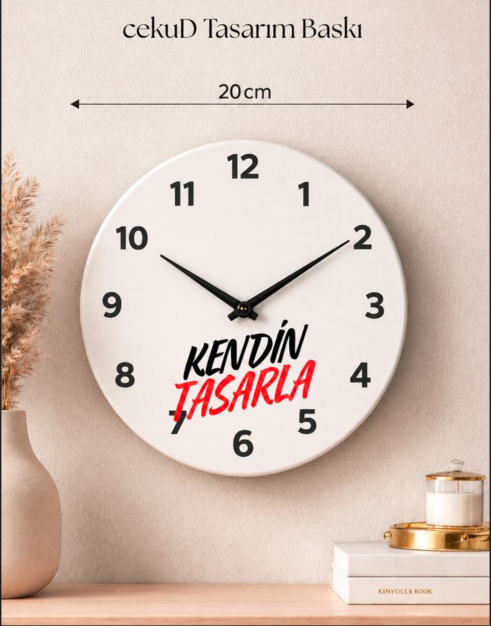 Kişiye Özel ADF Malzemeli 20 cm Yuvarlak Duvar Saati - Modern Tasarım