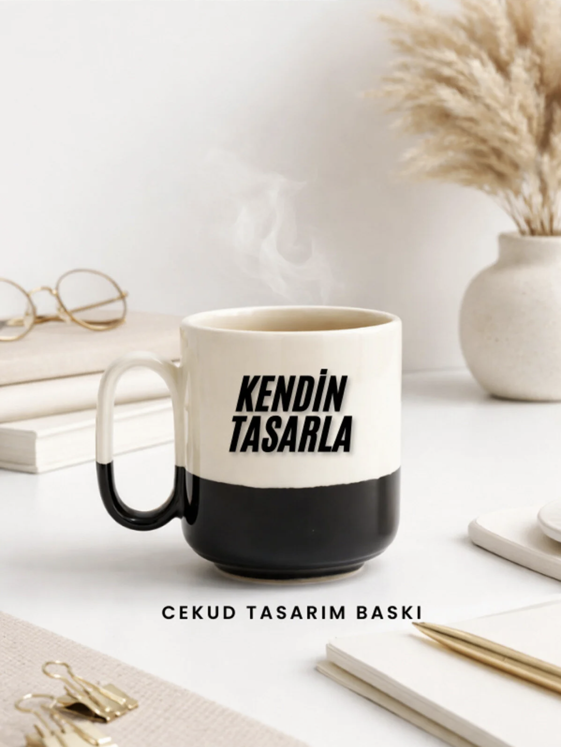 Kişiye Özel Kupa Bardak Siyah Alt Tasarım – Kendin Tasarla Baskılı Seramik Kupa